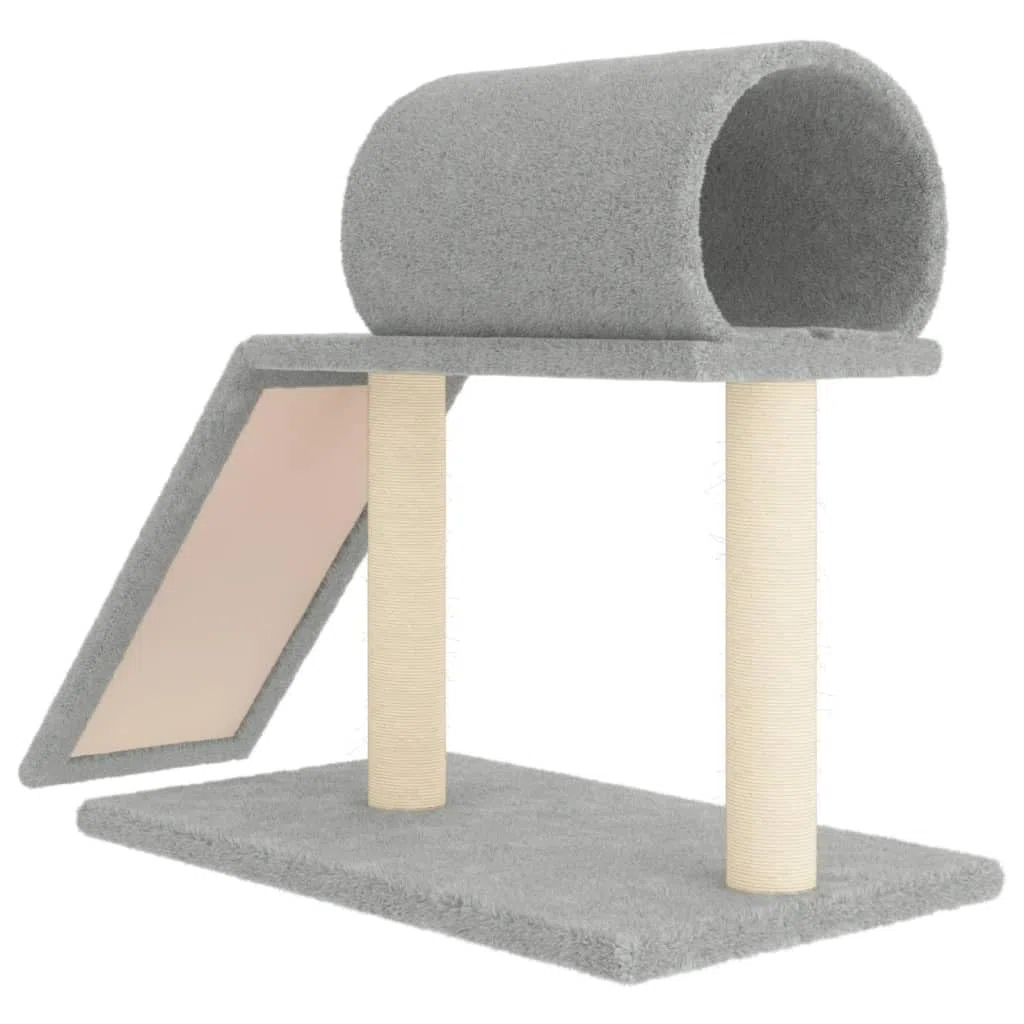 Rascador para Gatos con túnel y Escalera Gris Claro 55,5 cm, ZEYUAN Rascador Gato, Arbol Rascador para Gatos, Gatos Accesorios, Torre Gatos, Arranhador para Gatos, Casa para Gatos