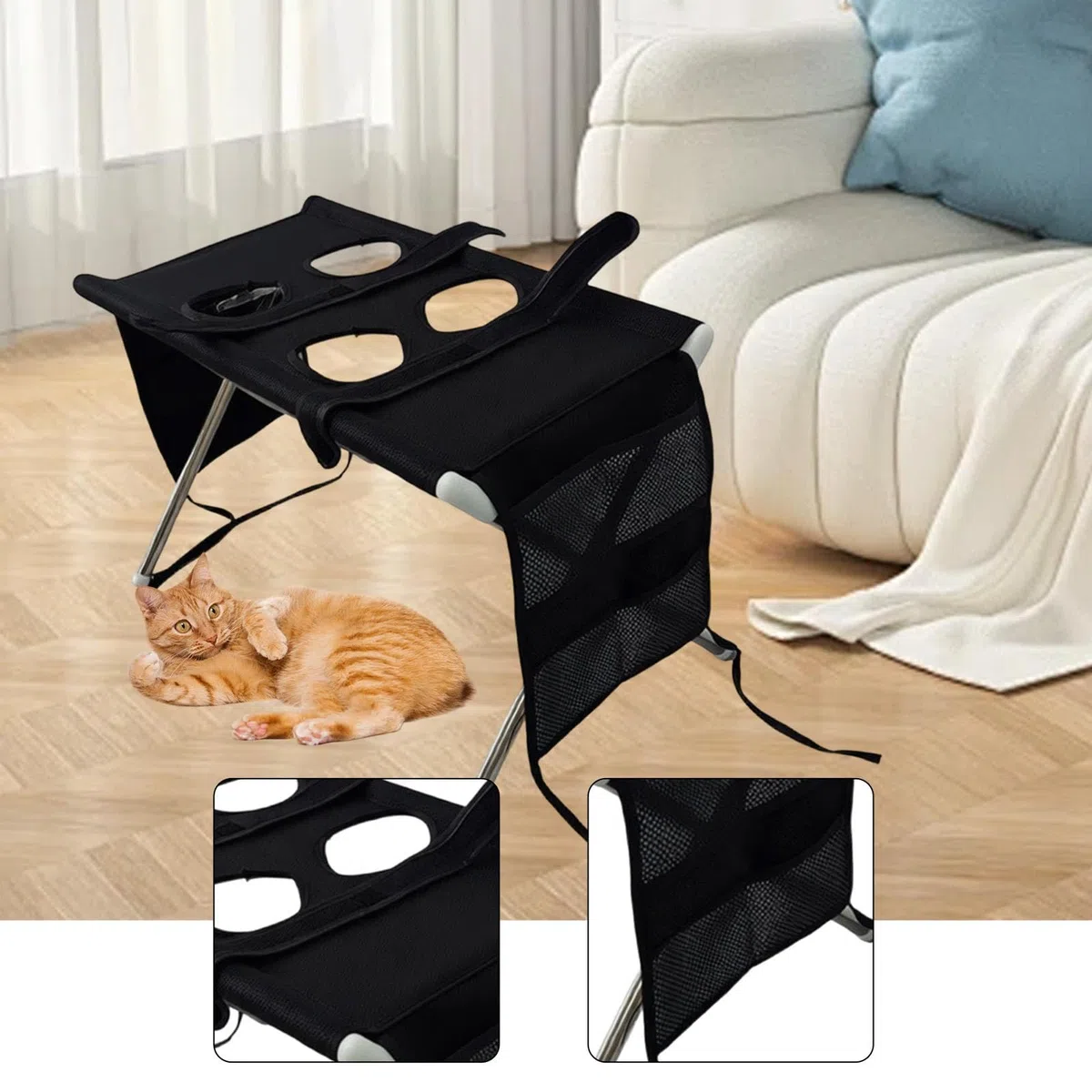 Mesa de peluquería para Mascotas, Soporte de peluquería portátil Multifuncional con Correa y de Soporte para Cortar y Recortar uñas.