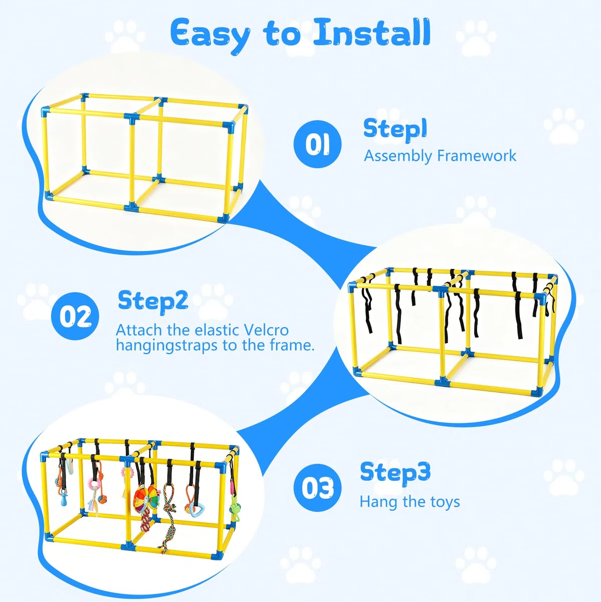 Gimnasio de juego para cachorros, juguetes interactivos de enriquecimiento para cachorros, centro de actividades de marco | Para perros pequeños, con 14 juguetes colgantes (juguetes esponjosos y masticables) (39.37 x 19.7 x 19.7 pulgadas)