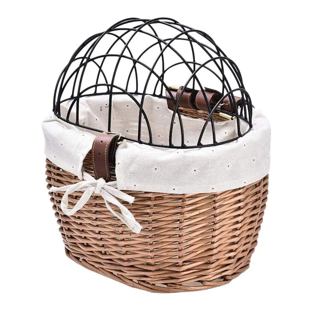 Cesta de Bicicleta para Perros, Cesta Delantera Tejida de Sauce para Perros, Cesta para Transportar Mascotas para Gatos