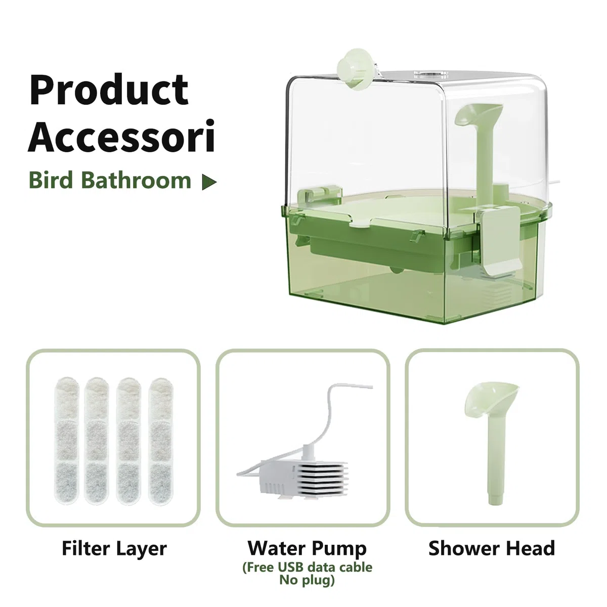 Baños automáticos para jaula, baño de periquitos interior con bomba, ducha para pájaros con 2 modos de agua corriente, accesorio de jaula para pájaros para mascotas, pájaros, conure