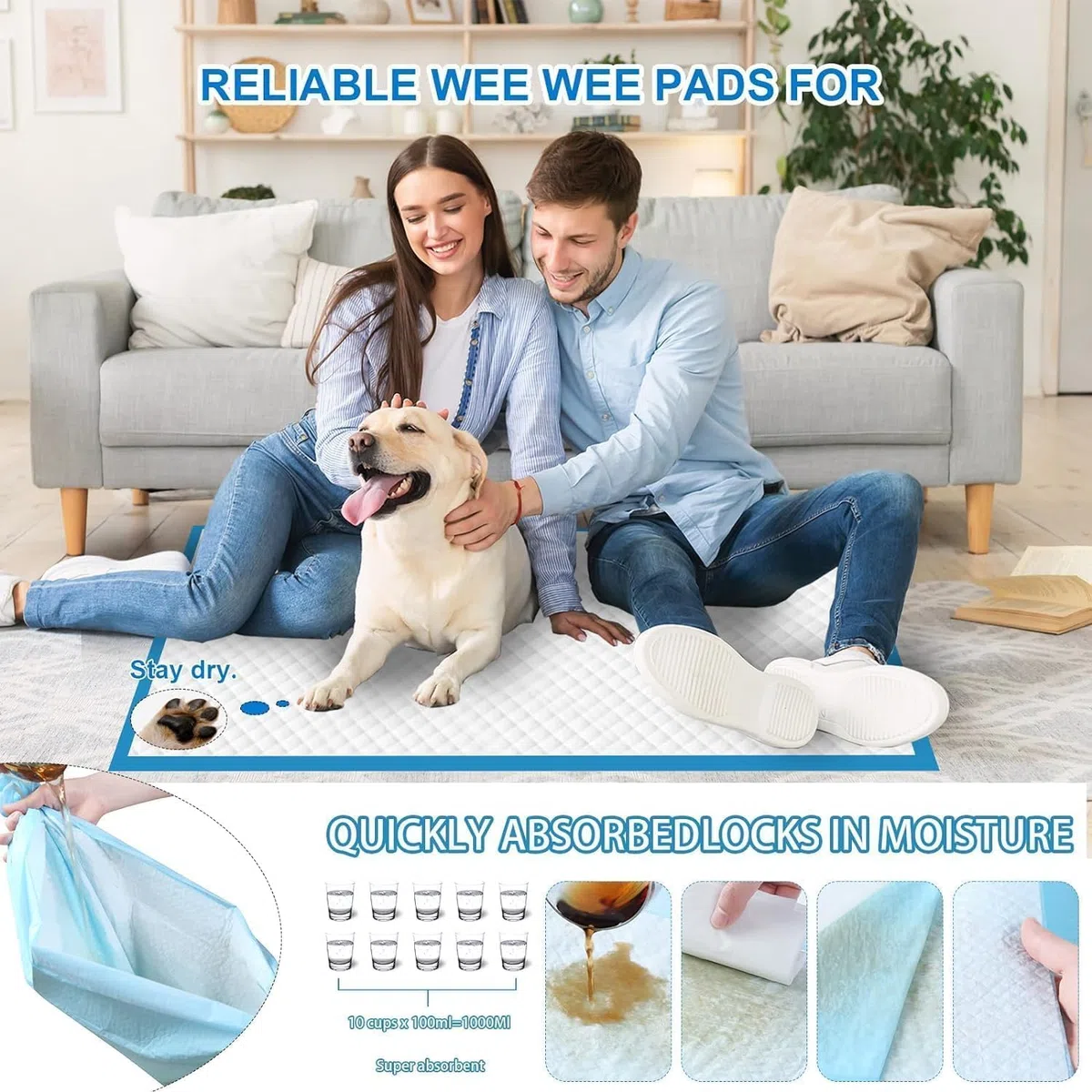 40 almohadillas Pipi para perros de tamaño XL, 90 x 90 cm, 40 unidades