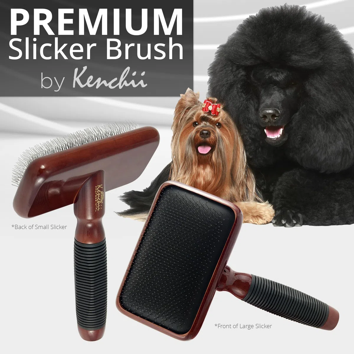 Kenchii Cepillo de aseo para mascotas para perros y gatos | Cepillo para perros y gatos para desprendimiento | Madera maciza, agarre antideslizante y cepillo para pelaje inferior para mascotas de pelo