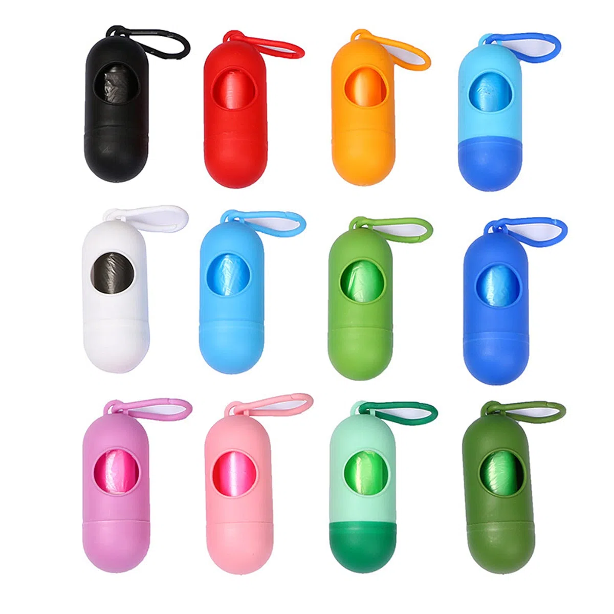 100 bolsas para excrementos de perro, dispensador de bolsas con clip de lino, color azul claro, incluye 15 bolsas para excrementos de perro