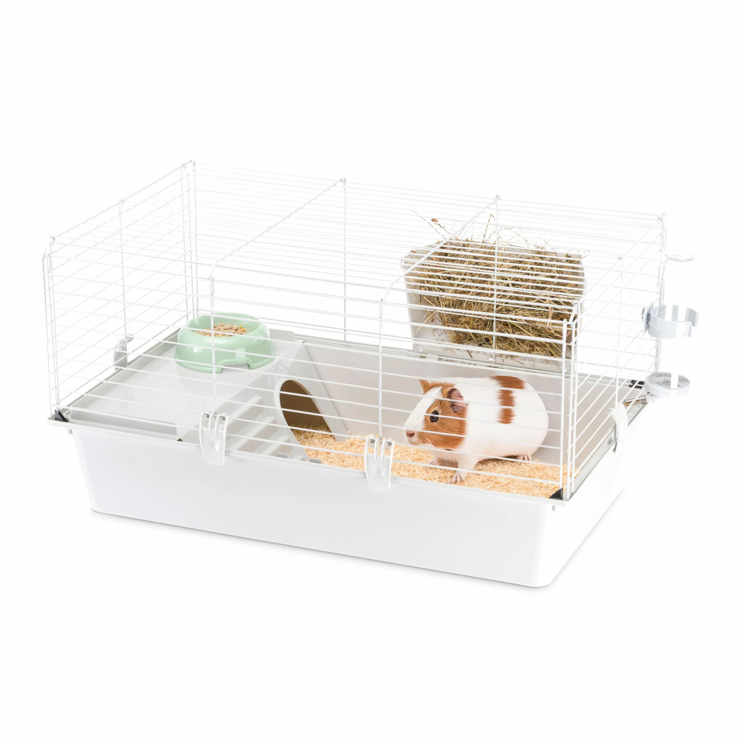 Ferplast Espaciosa Jaula para Conejillos de Indias CAVIE 80, Sistema de Cierre de Seguridad, Accesorios incluidos, de Alambre Pintado Gris y plástico, 77 x 48 x h 42 cm