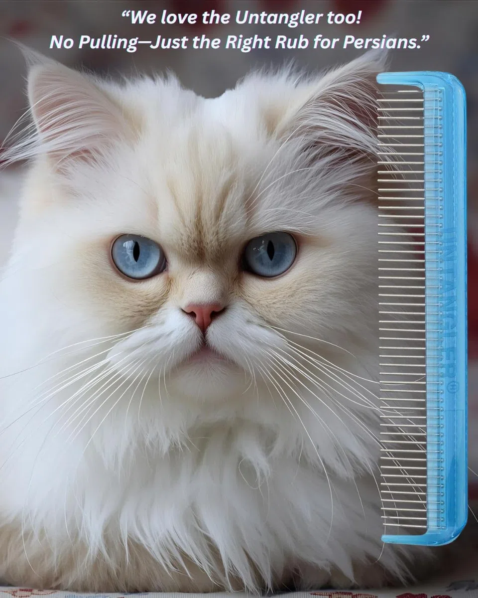 Peine para mascotas con dientes giratorios suaves y sedosos para una fácil extracción de la alfombrilla sin dolor para tu mascota (7 pulgadas azul cielo)