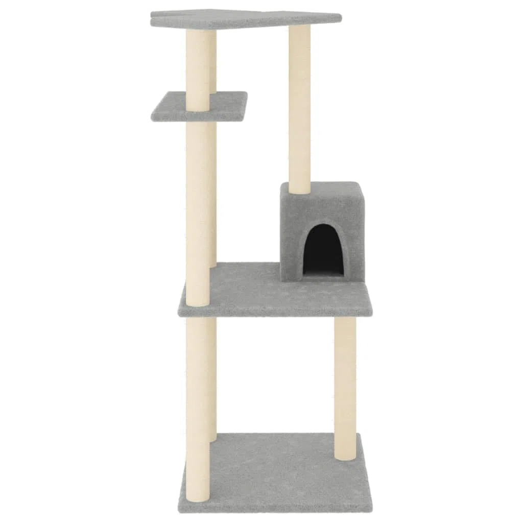 Rascador para Gatos con Postes de sisal Gris Claro 123 cm, ShGaxin Rascador Gato, Arbol Rascador para Gatos, Gatos Accesorios, Torre Gatos, Arranhador para Gatos, Casa para Gatos