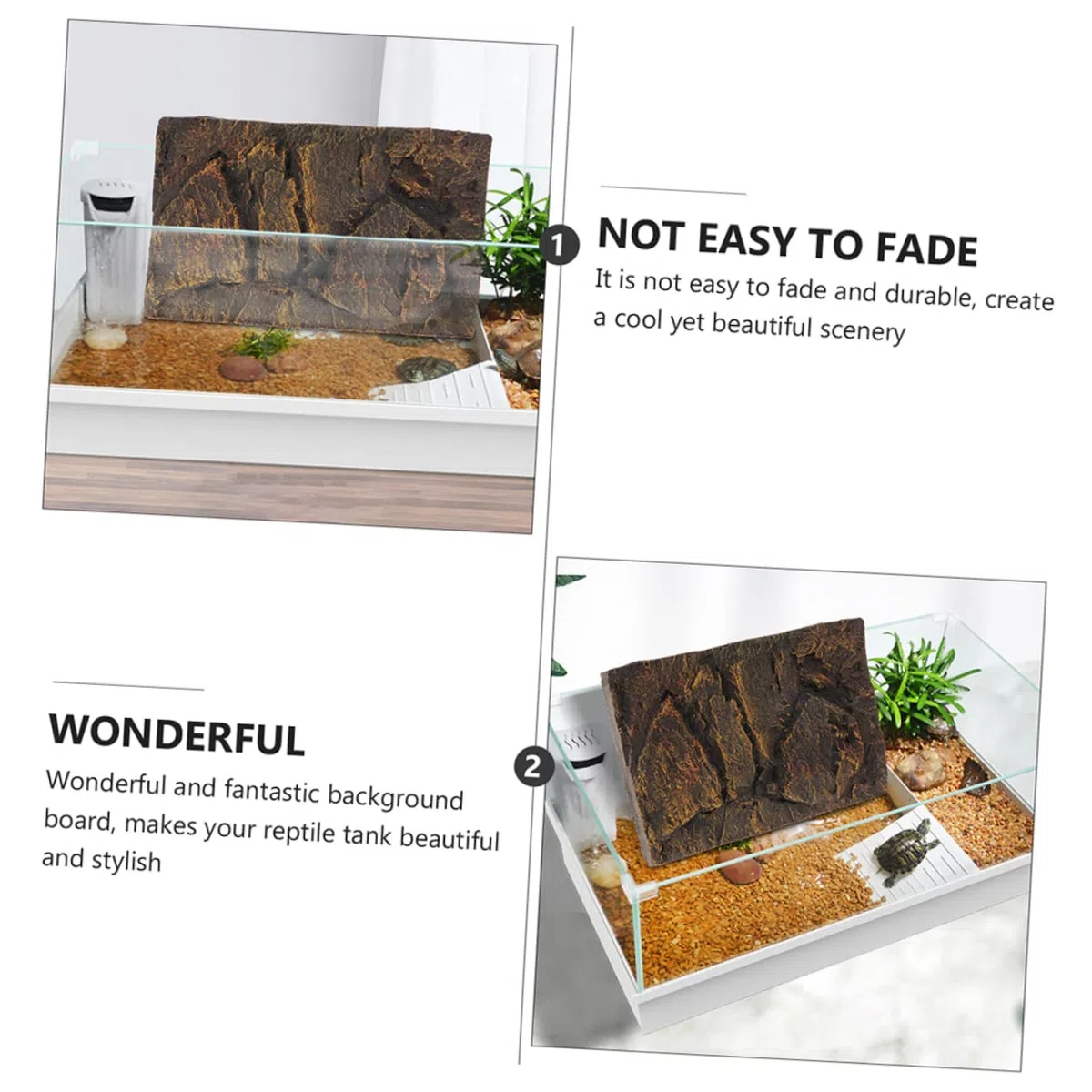Hohopeti 2 Uds Reptil Caja Telón De Fondo Tortuga Tanque Decoración Corcho Corteza Reptil Azulejo Fondo 3D Terrario Pared Telón De Fondo Reptil Pared Tortuga Tanque Fondo Reptil Fondo