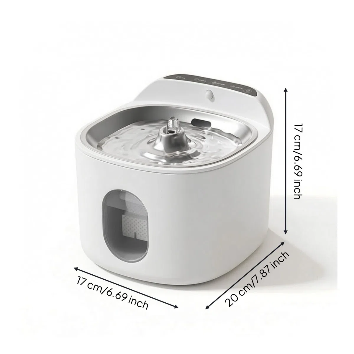 Abrevaro Inteligente Inteligente con Higiénico Fuente con Batería Recargable Portátil Fuente Banja Acero Inoxidable para Interiores, Blanco, Bebedero Inteligente