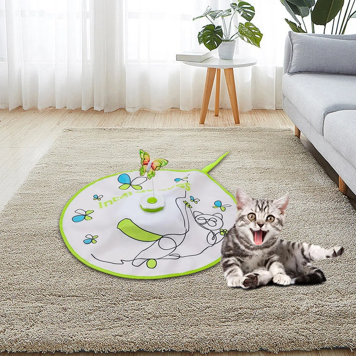 Juguete Interactivo para Gatos, Juguete Eléctrico Giratorio con Plumas para Gatos, Mariposa Ligera Y Aleteante para Entrenamiento de Persecución Y Jue