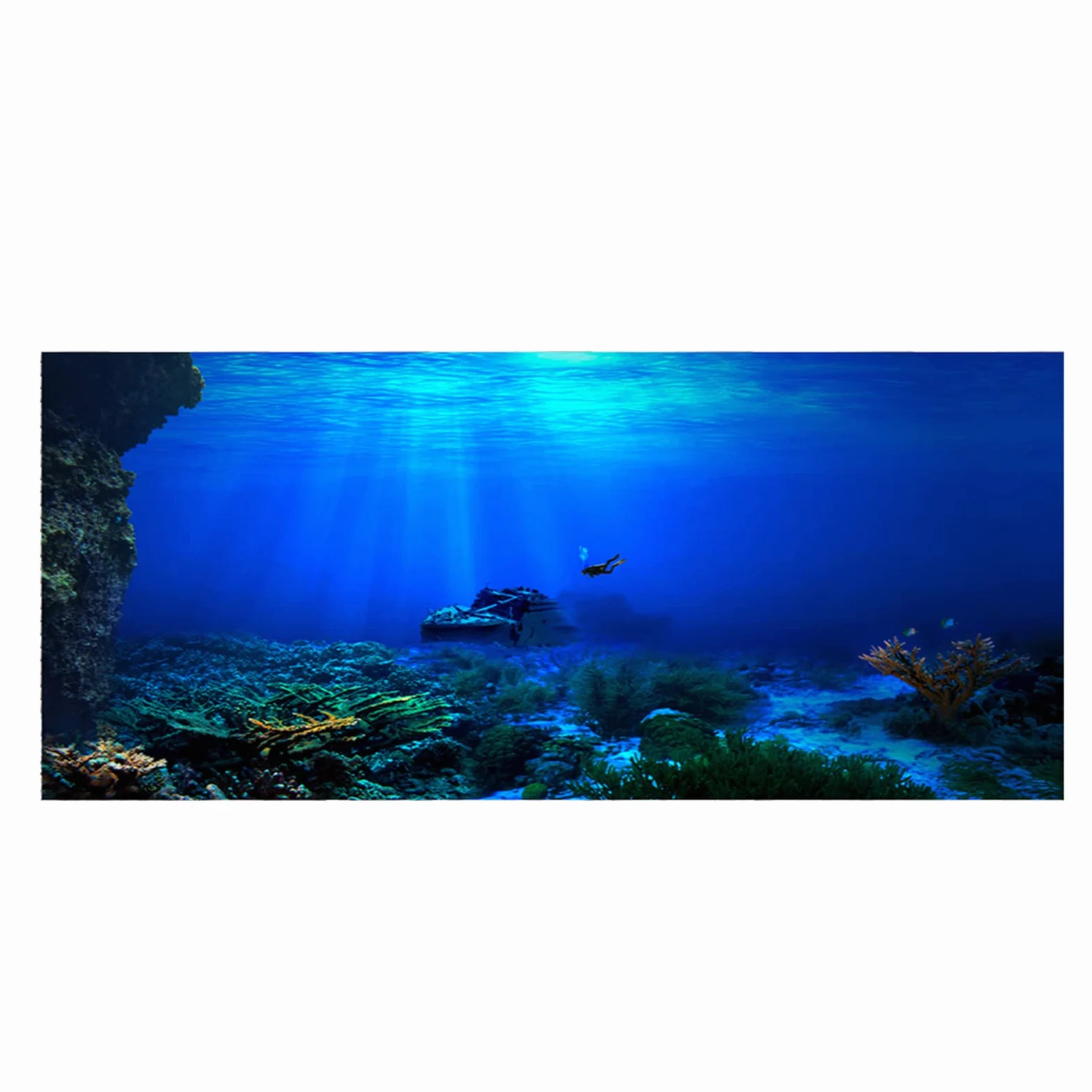 SUNGOOYUE Adhesivo de Fondo para Acuario, Papel Tapiz Autoadhesivo de PVC para Pecera, 24 X 14 Pulgadas, Póster Subacuático 3D, Fácil de Limpiar para Decoración de Acuario en el Hogar y la Oficina