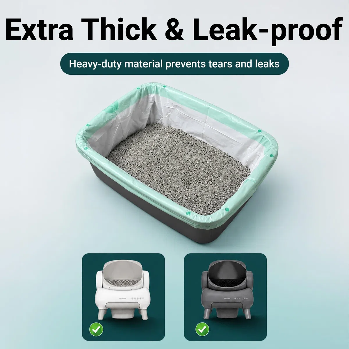 Neakasa - Bolsas de arena para caja de arena, paquete de 100 bolsas de arena para gatos, cordón resistente, a prueba de fugas y duraderas, bolsas de arena neakasa m1 para una limpieza fácil y sin