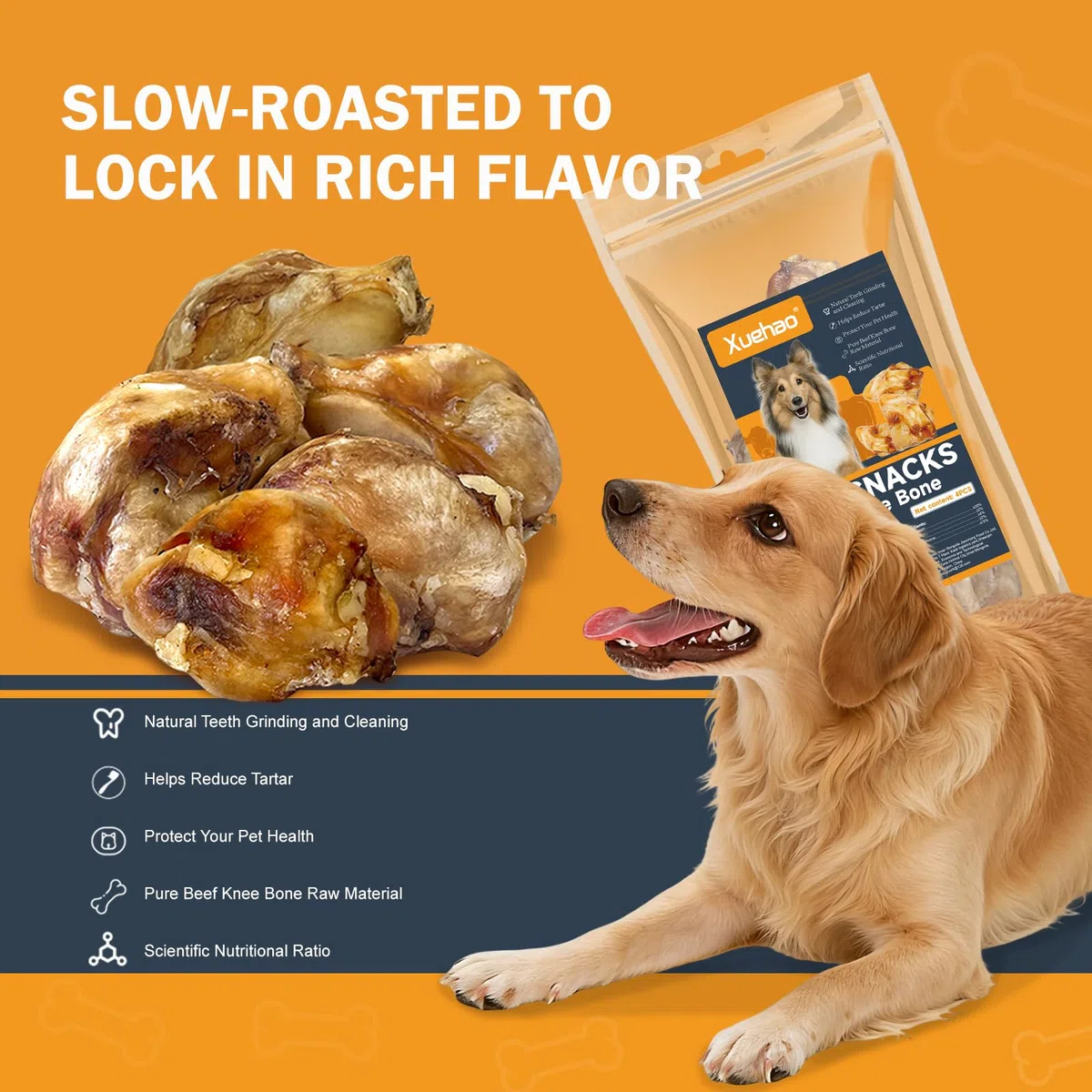 Xuehao Juguete de dentición de hueso de rótula para perros, dental de larga duración, para perros pequeños, medianos y grandes