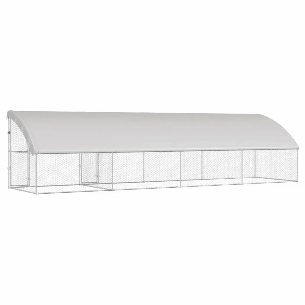 Jaula para perros, 4 unidades, acero galvanizado plateado, 8 x 2 x 2 m, recinto exterior con sistema de cerrojo, plegable y ampliable, protección segura para cachorros y perros en el jardín o