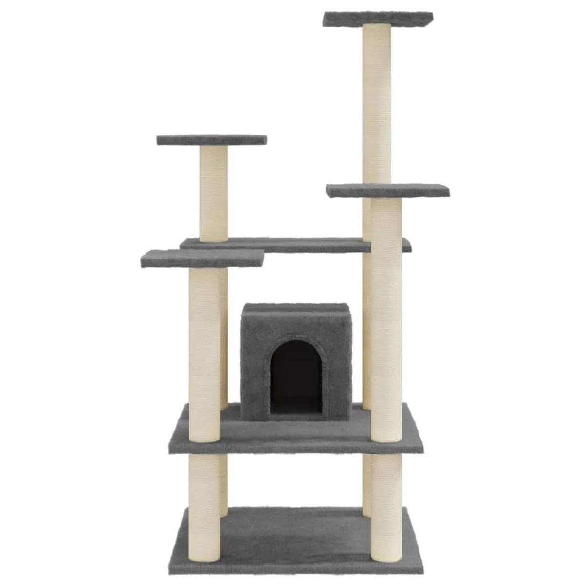ShGaxin Rascador para Gatos con Postes de sisal, Arbol para Gatos, Gatos Accesorios, Arranhador para Gatos, Arbol Rascador Gatos, Gris Oscuro 110 cm