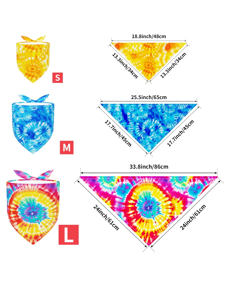 PET SHOW Paquete de 50 bandanas de teñido anudado para perros medianos