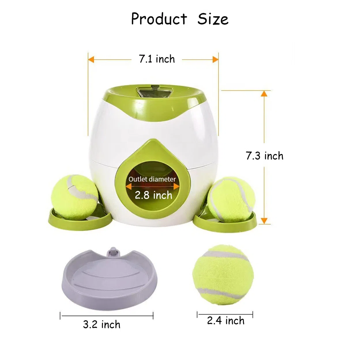 Lanzador automático de bolas para perros, lanzador automático de bolas para perros, juguete interactivo para buscar perros con 2 pelotas de tenis, máquina de recompensa de alimentos para perros con