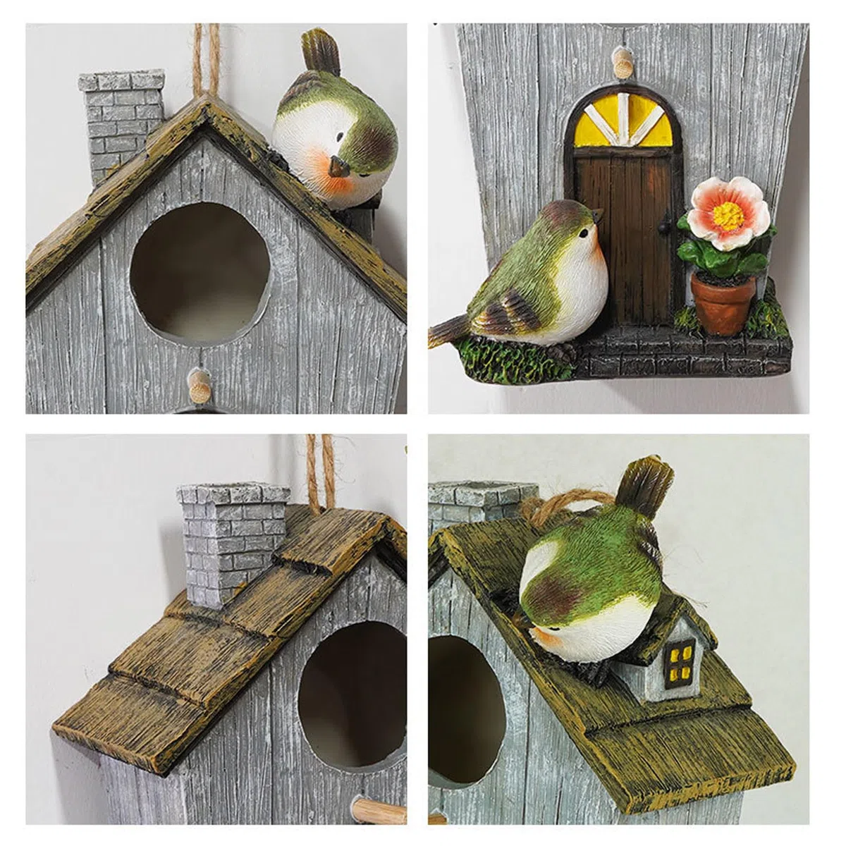 Resina al aire libre Hummingbird Cage Garden Yard Decoration Bird Nest Shelter House for Observation Resin Bird House
