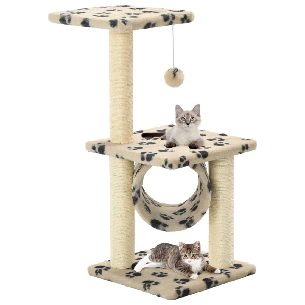 Rascador de sisal con diseño de patas de 65 cm, color beige