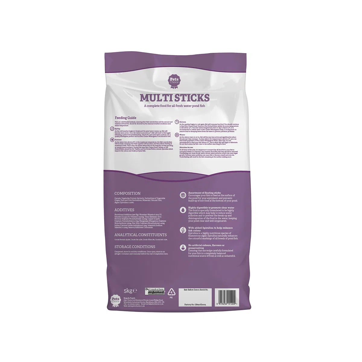 Pets Choice | Alimento para Peces, multipalitos | Flotante, Altamente digerible y no enturbiante | Espirulina añadida para Mejorar el Color (5 kg)