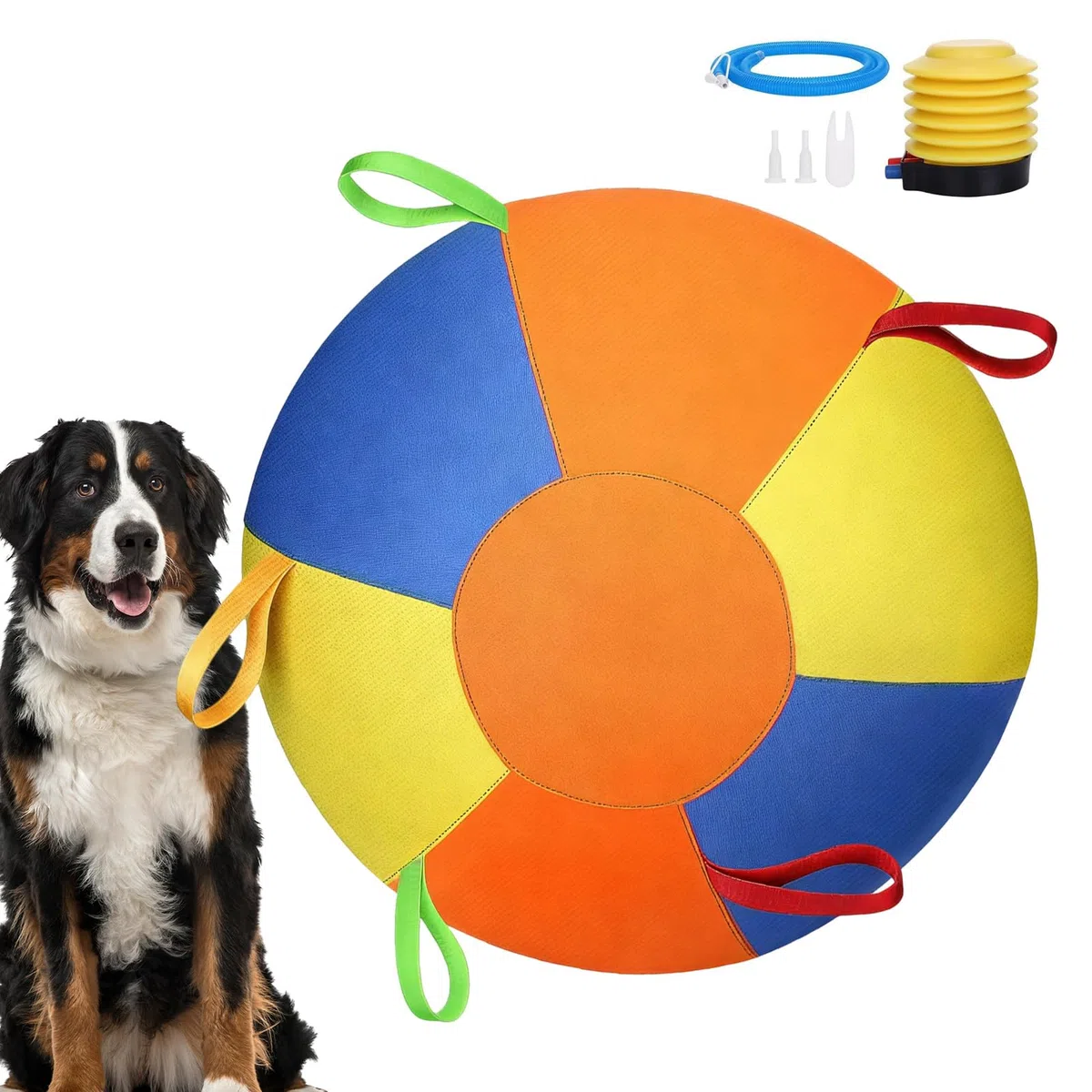 Juguete para Perro de Pastoreo Juguete Inflable Resistente a Roturas | Pelota de Perro Calmante con Asa Para masticadores agresivos, exteriores, jardín, piscina, juego y ejercicio