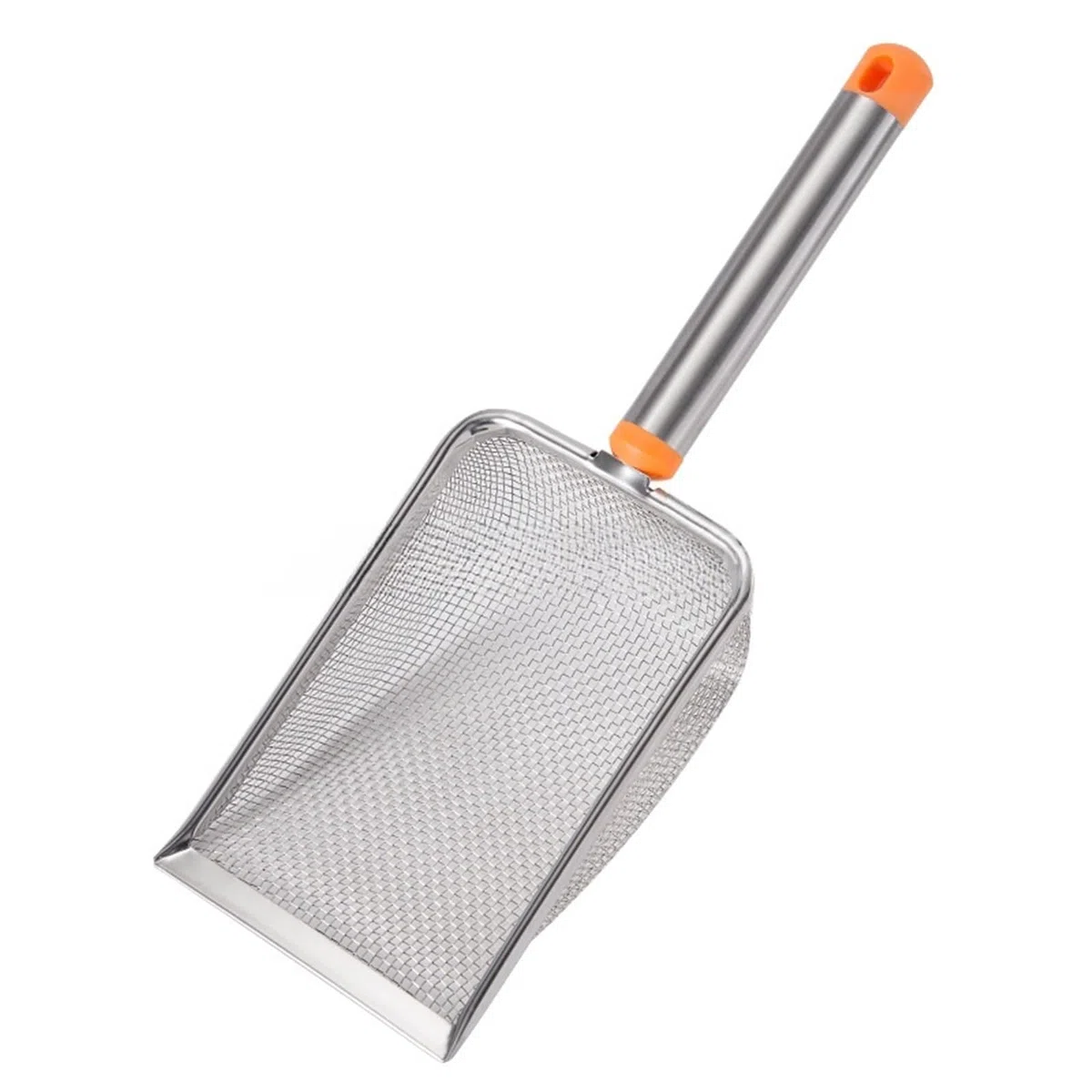 Pala de arena para gatos de malla fina de acero inoxidable, pala antiadherente fácil de limpiar para arena de reptiles (2,8 x 2,8 mm, naranja)