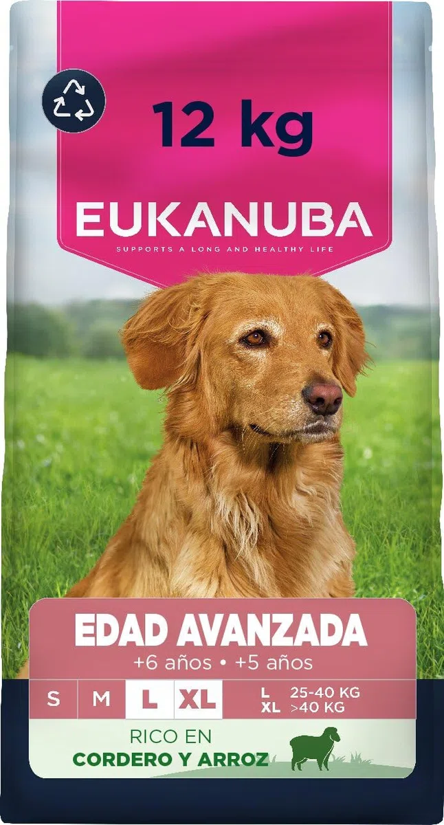 Eukanuba, alimento seco para Edad Avanzada con Cordero y arroz para Razas Grandes - Alimento seco Premium para Perros Senior, 12 kg