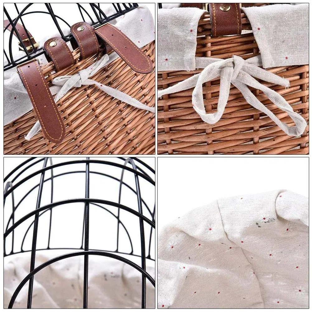 Cesta de Bicicleta para Perros, Cesta Delantera Tejida de Sauce para Perros, Cesta para Transportar Mascotas para Gatos