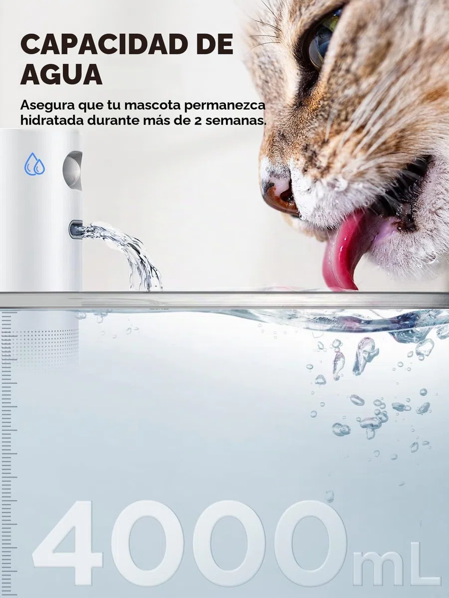 Fuente para Gatos Inalambrica con Sensor De Movimiento En Acero Inoxidable | FEELNEEDY 4L Bebedero Gatos Automatico Con Bateria Recargable 4000mah, Fuente Gato Silencioso, 6 Filtros+ 6 Esponjas, Blanca