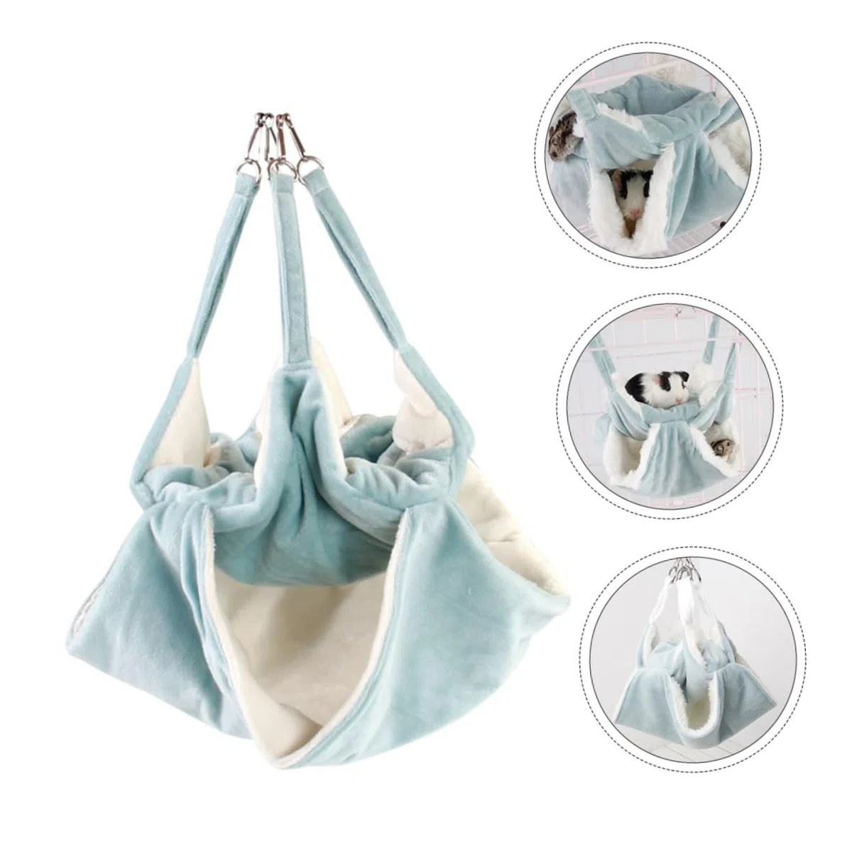 VANZACK 3piezas Hamster Hammock Colgante De Doble Franela para Cama con Ganchos para Hámsters y Roedores Aislante para Invierno y