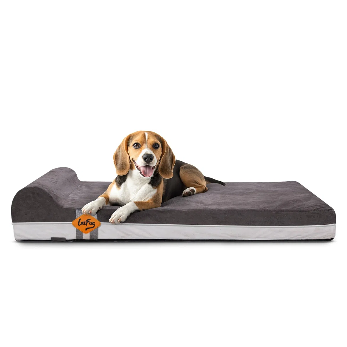Laifug Cama ortopédica de espuma viscoelástica extragrande para perro con almohada y forro duradero a prueba de agua, funda extraíble lavable y diseño inteligente (grande (40 x 25 x 6 pulgadas), gris)