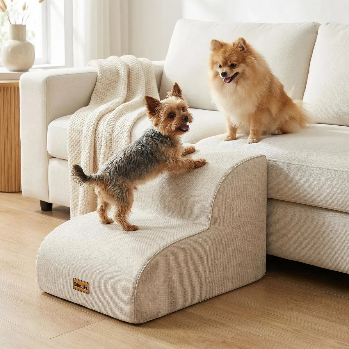 Gimars Escaleras para Perros de 2 peldaños Beige