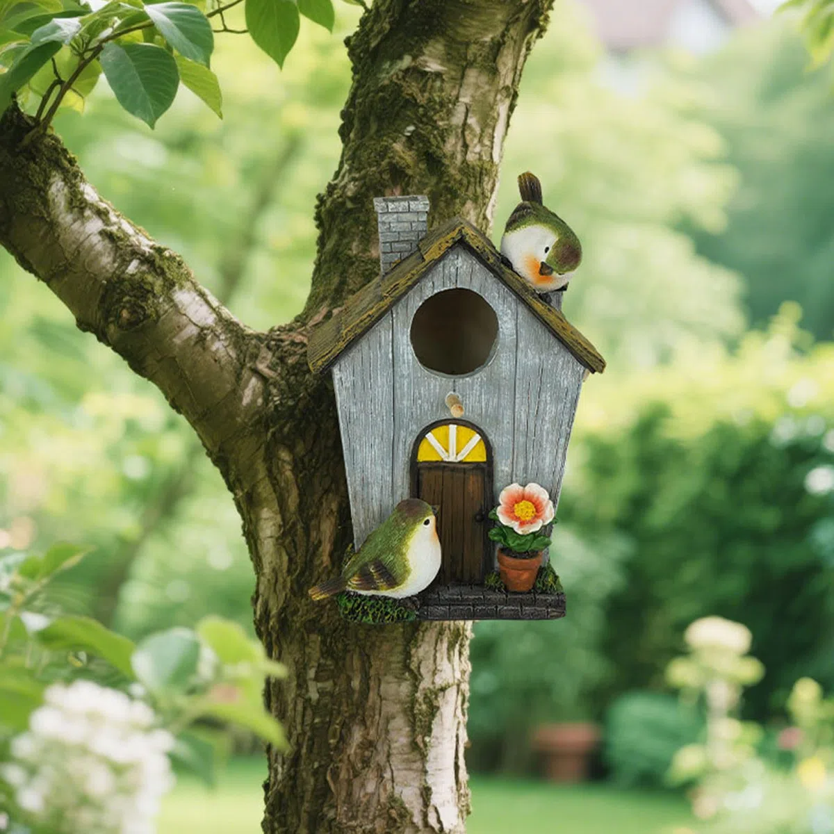 Resina al aire libre Hummingbird Cage Garden Yard Decoration Bird Nest Shelter House for Observation Resin Bird House
