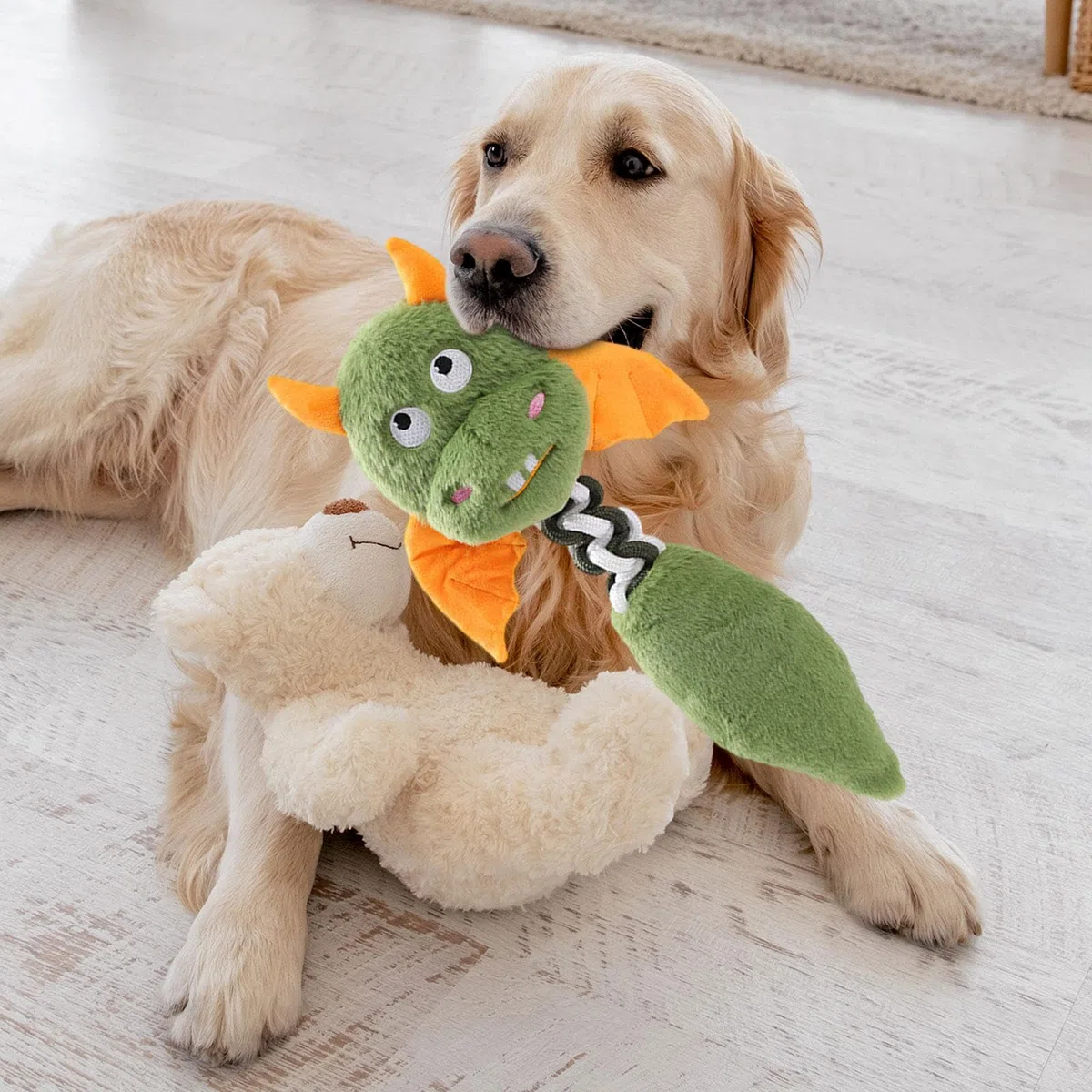 Juguete Interactivo para Perros Peluche Masticable Squeak Resistente con Sonido para Función de Entretenimiento Adecuado para Cachorros Perros, Verde