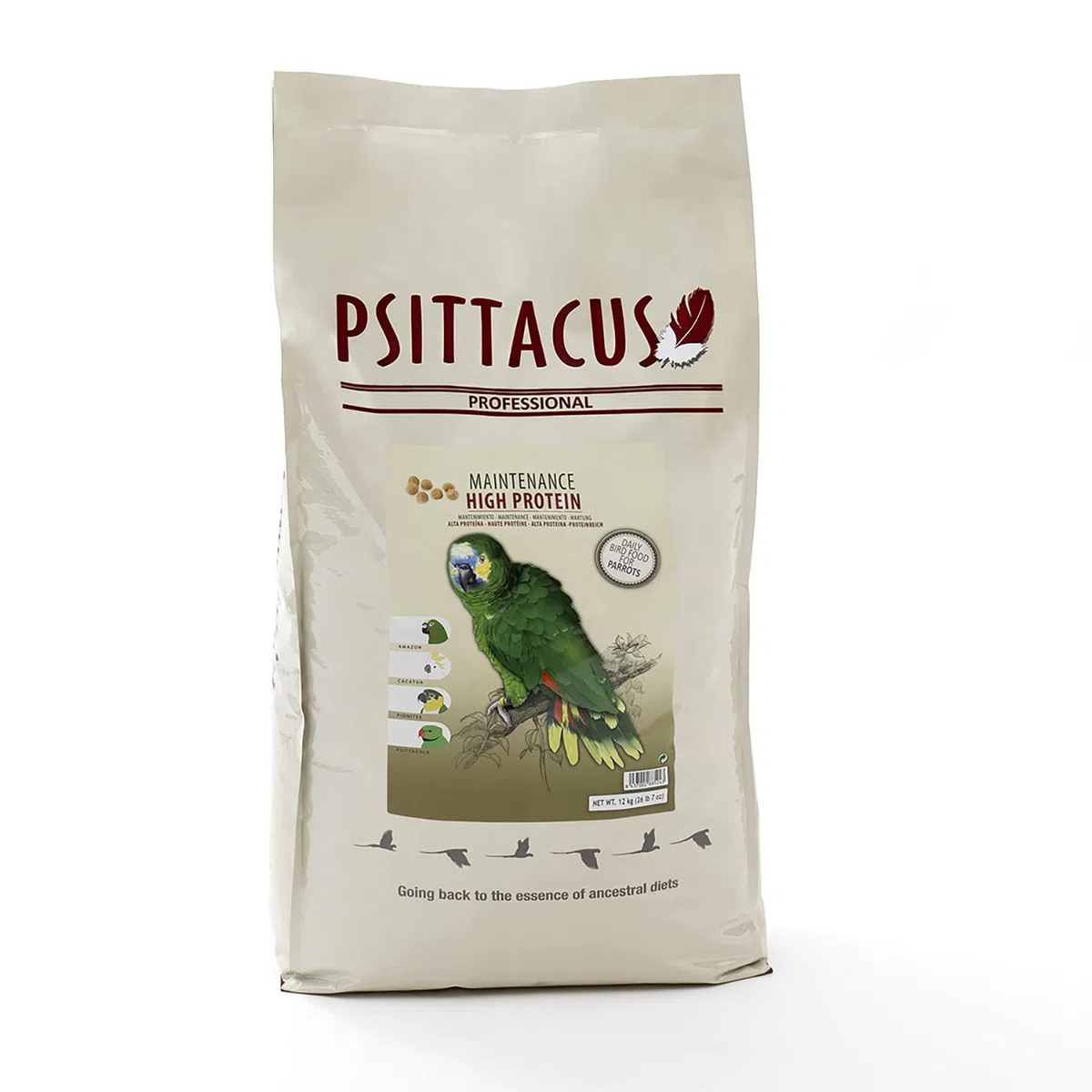 Psittacus High Protein 12 kg | Pienso Completo para Amazonas, Cacatúas y Cotorra de Kramer | Alimento Premium para Aves | 100% no-GMO