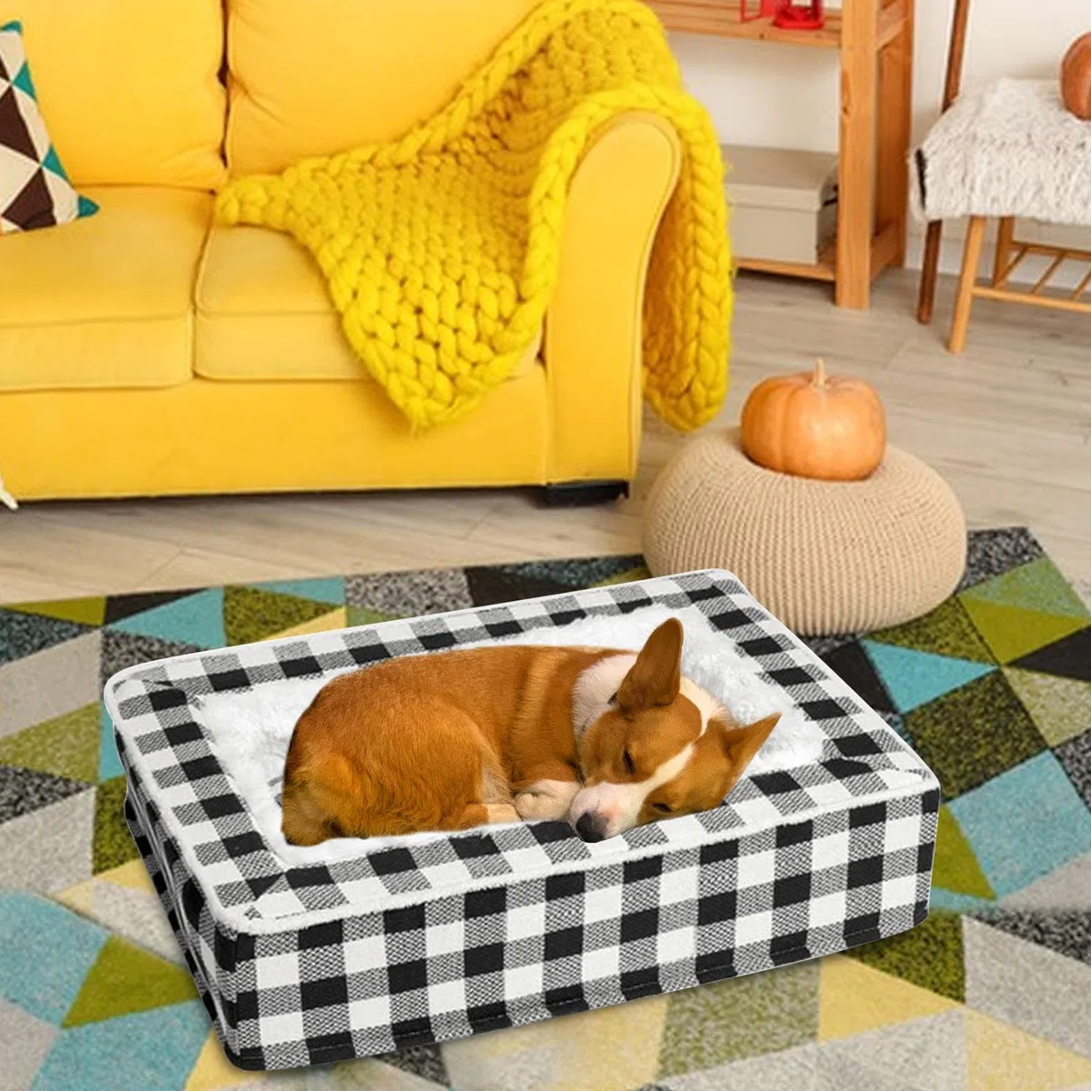 Sofá para Perros De Dormir Suave Y Calmante para Mascotas | Cama Lavable Para Cachorros Para Dormir Para Sala De Estar Jaula Interior Dormitorio Perrera Suelo