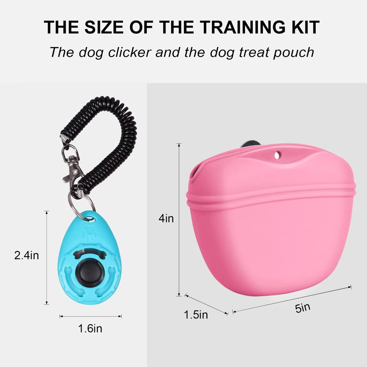 Left&Right Kit de entrenamiento para perros, bolsa de silicona para entrenamiento de perros y clics para perros, bolsa de golosinas para perros con entrenamiento de clicker para perros, bolsa de