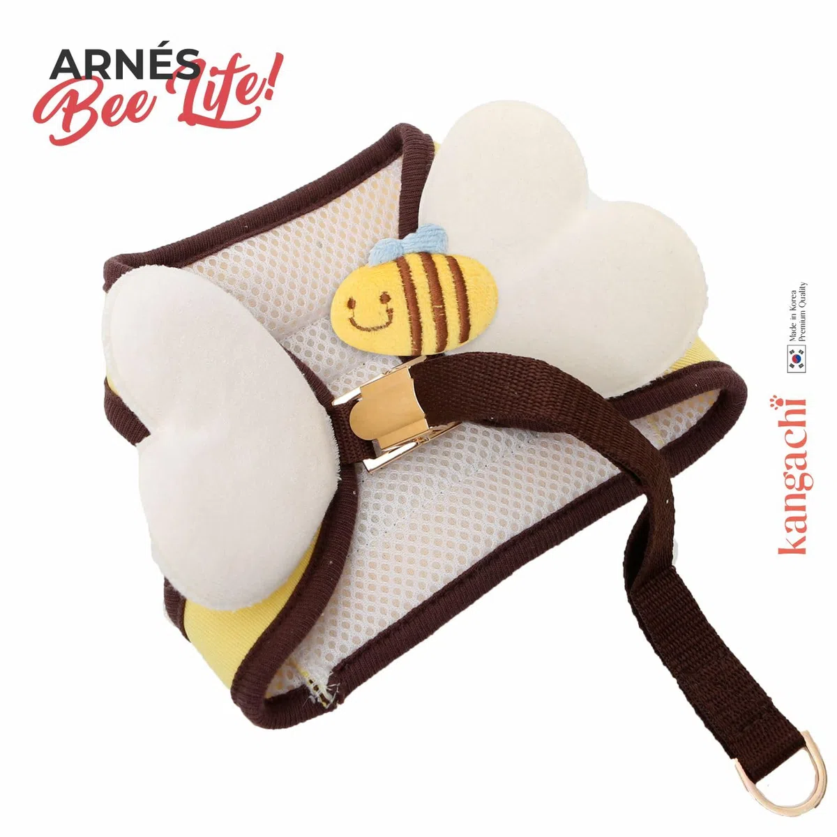 Its Dog & Kangachi - Arnés de Abeja con Correa, Arnés Honeybee, Arnes para Perros, Arnes para Vestir Moderno y Elegante, Ajuste Ergonómico, Perros Pequeños y Medianos, Made in Korea, Talla L