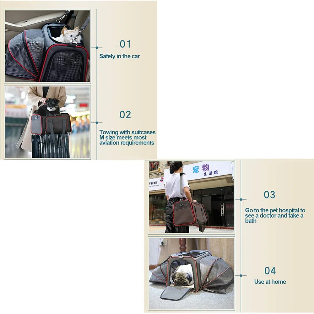 Meng Transportín Extensible para Perros, Portátiles Bolsa De Transporte, Portátil Transpirable Mochila para Mascotas, Bolsa Portadora para Viaje Aprobada por Aerolínea