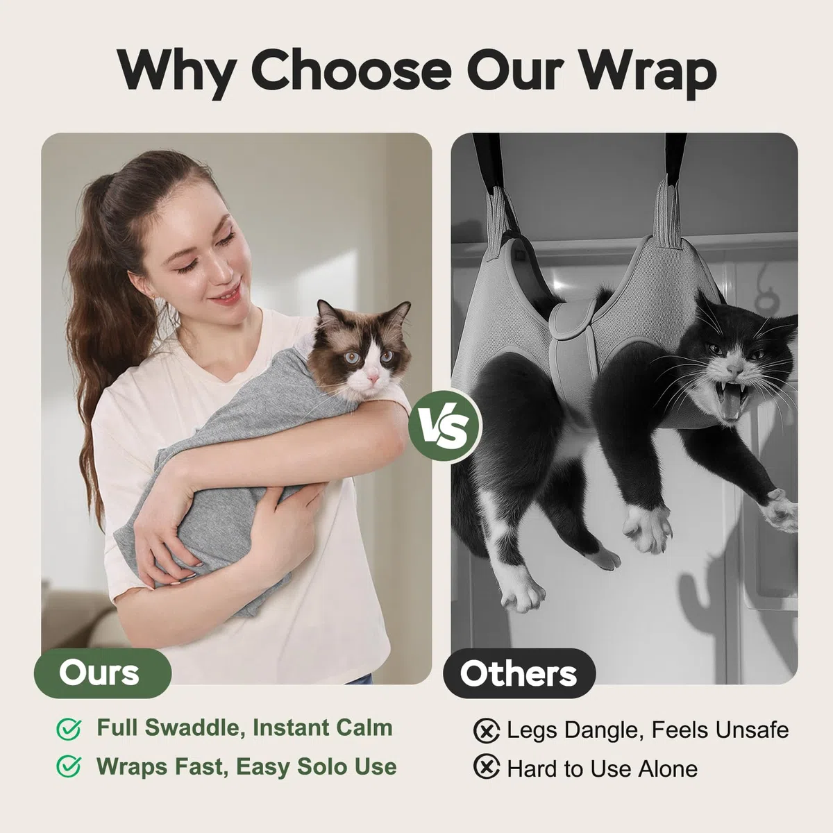Envoltura para cortar uñas para gatos, bolsa de sujeción autoadhesiva para cortar uñas de gato, antiarañazos, envoltura de aseo para gatos, para medicamentos, líquidos SubQ, limpieza de oídos