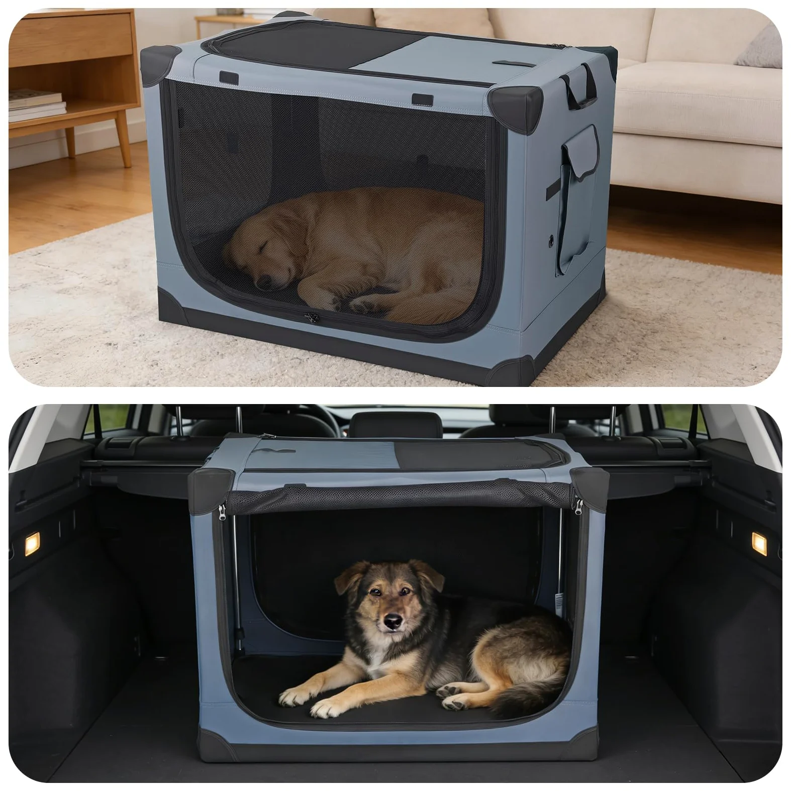 Transportin Gato Perro Plegable 85x64x60 cm, Bolsa Transporte Transpirable para Mascotas, Caja Plegable Transportadora Portador de Viaje Mascotas para el hogar y los Viajes