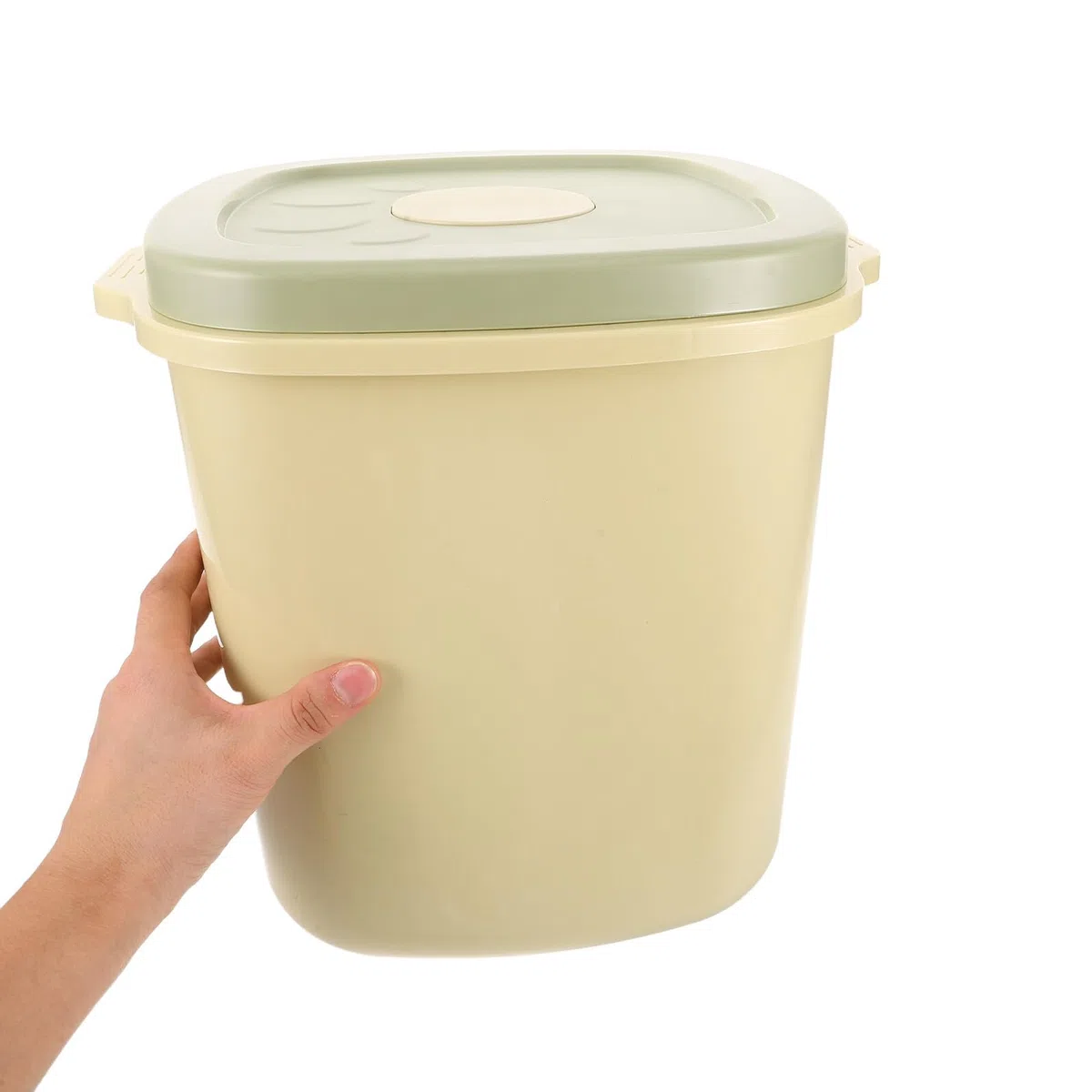 Contenedor Hermético para Almacenar Alimentos para Mascotas Balde Grande de Plástico Amarillo y Verde Tapa Sellada contra Humedad Adecuado para Comida Seca de Perros y Gatos