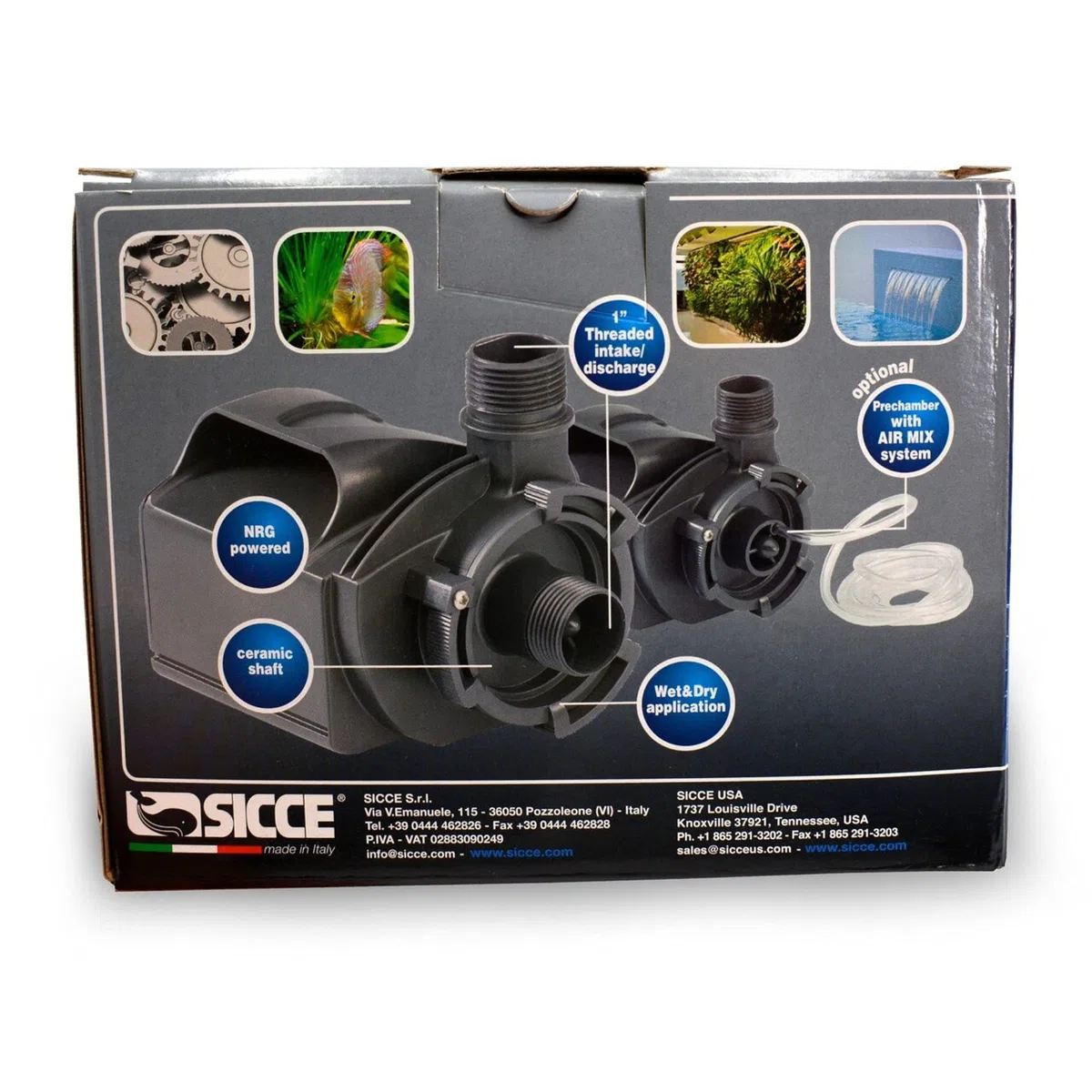 Bomba de agua sumergible Sicce Multi Quiet 2500, 715 GPH, caudal ajustable para acuarios, estanques, jardín acuático y hidropónicos