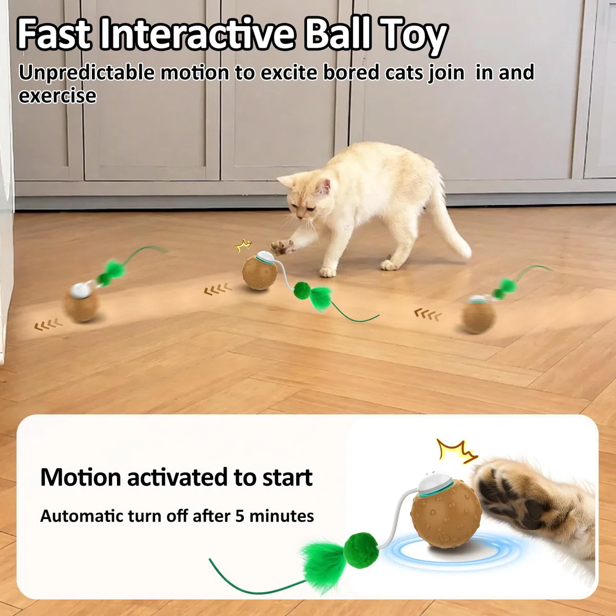 Juguetes para gatos de interior, pelota interactiva y tapete de juego de 9 agujeros, juego de ejercicio de escondite, pelota automática en bolsa, juguete estimulante chirriante de ratón