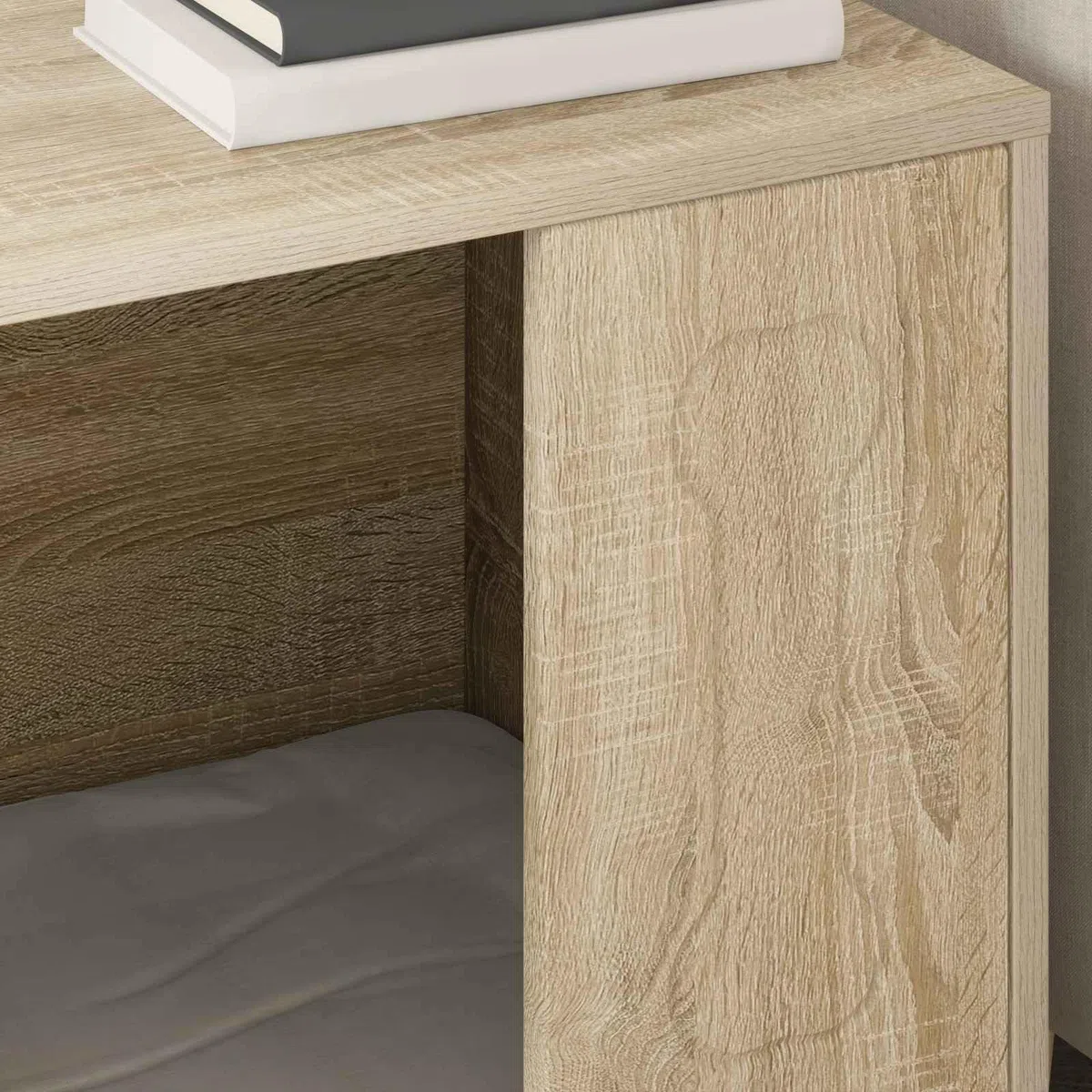 Caseta para perros Sonoma de material de madera, 44 x 42 x 49 cm, moderna cueva para perros interiores, resistente refugio para perros pequeños