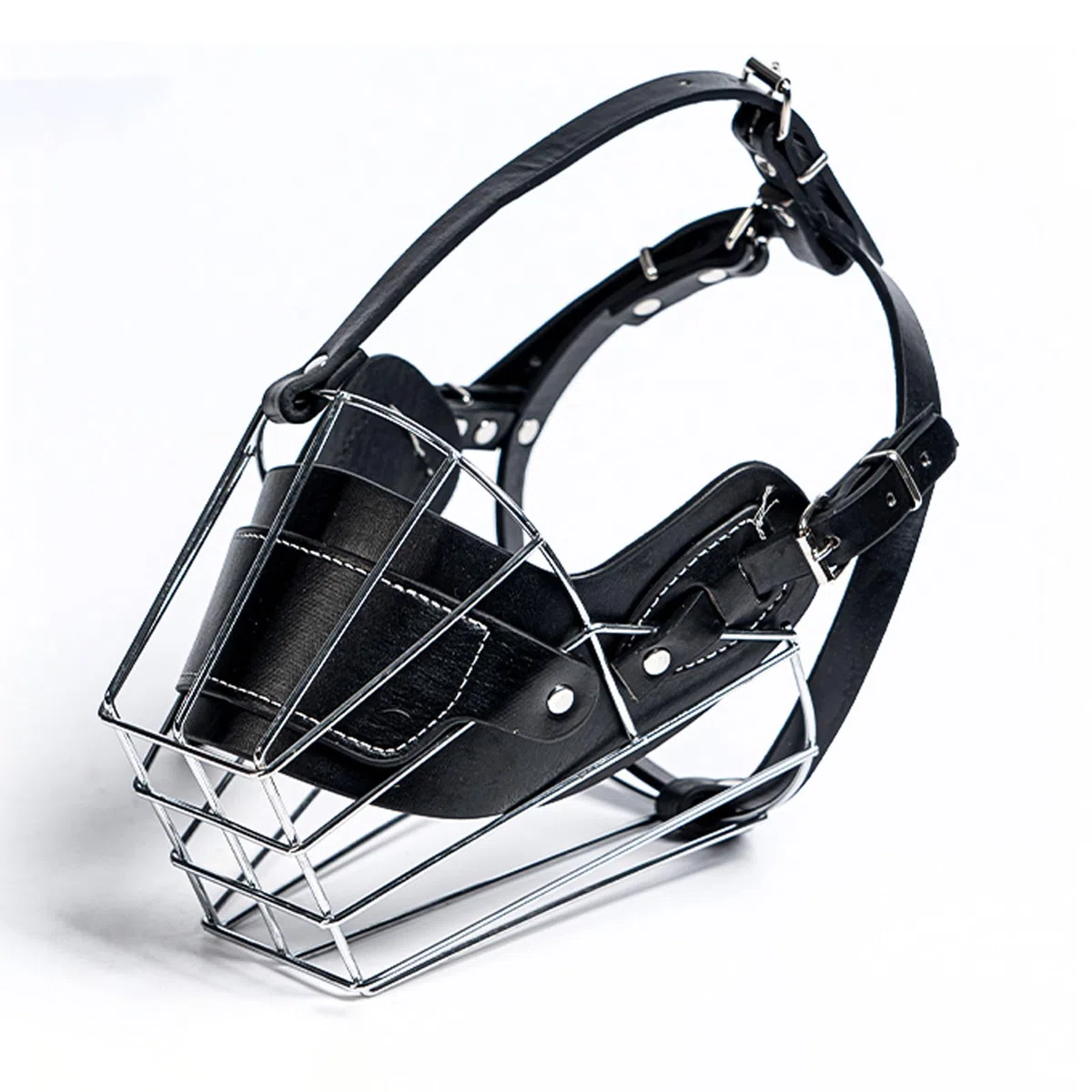 Bozal para Perro Bozales Anti-Morder Transpirable Cesta de Metal para la Cara para Perros Anti Morder y Ladrar,Correa de Cuero Ajustable Adecuada para Perros Grandes pequeños y medianos de 7.5 a 35 kg