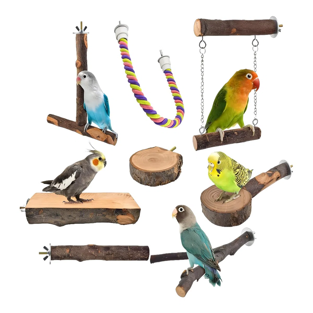 Percha para pájaros, juego de 8 piezas de antideslizante para ejercicio