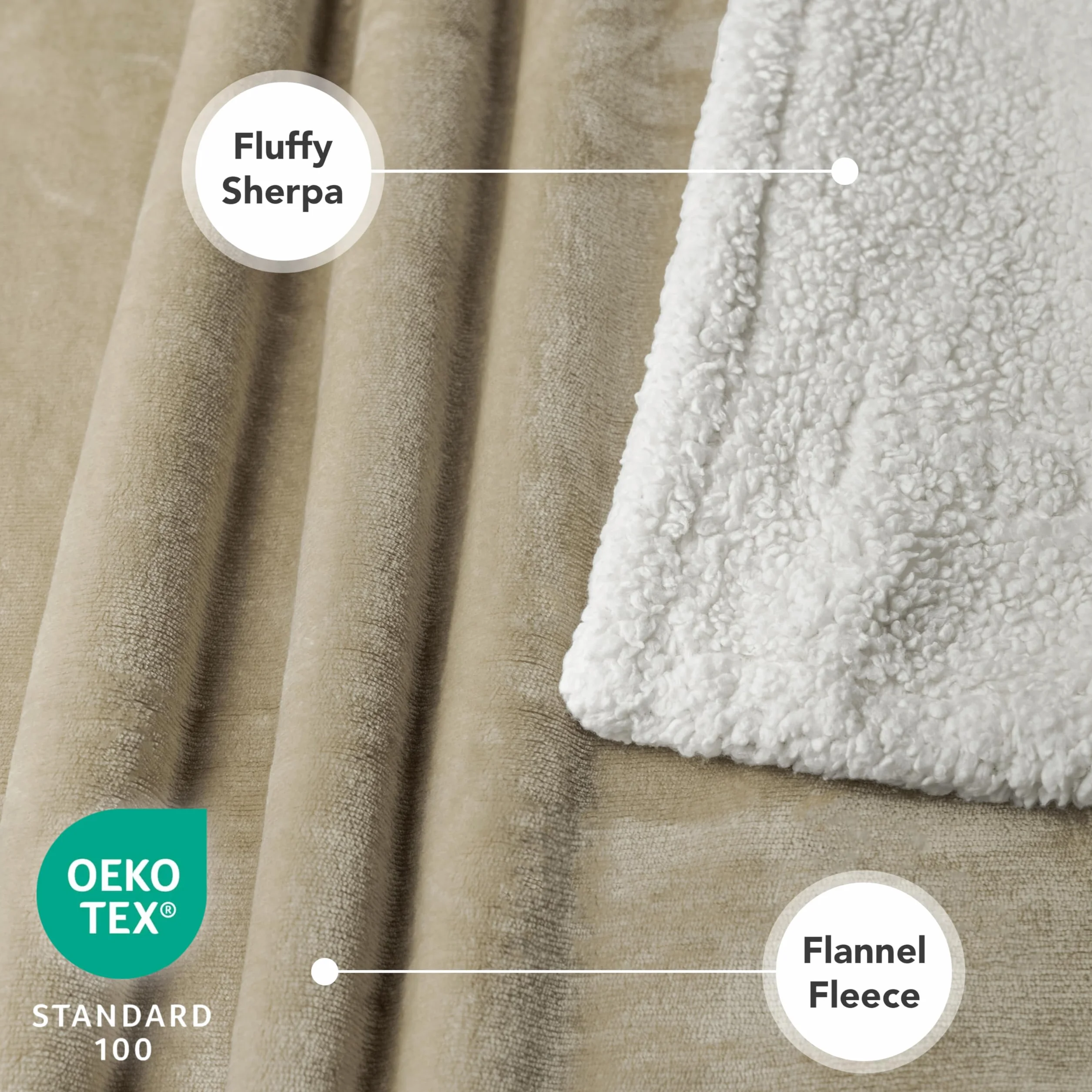 PetAmi - Manta Impermeable para Cama tamaño Queen, Perros Grandes y extragrandes, para sofá, protección a Prueba de Fugas, Forro Polar Sherpa, Reversible, Suave, Lavable, 229 x 229 cm, Color Beis
