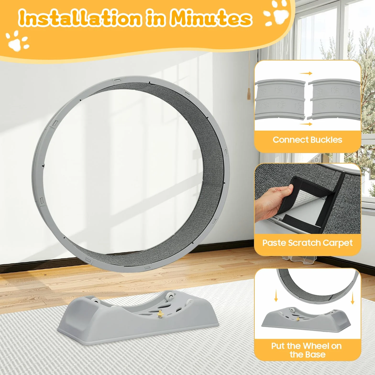 Cinta de correr gris para gatos, cinta de correr para gatos, juguete de empleo en interiores, para gatos domésticos, correr, caminar, entrenar (gris)