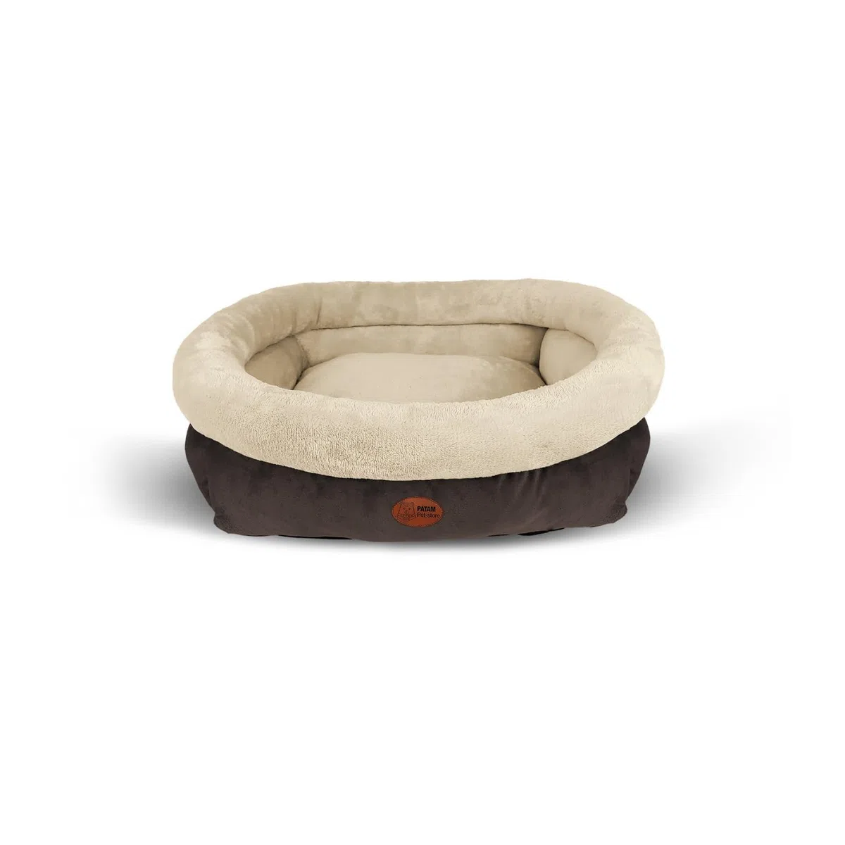 PATAM Cama para Perros y Gatos para Interior, Suave y Antideslizante, Funda Lavable a máquina - Kira Beige, Medium 61 x 56 x 20 cm